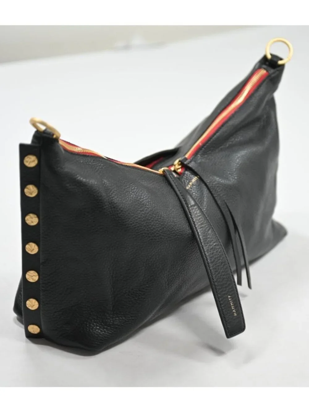 Hammitt Mr. G Bag in Black​/​Brushed Gold Hammered Red Zip